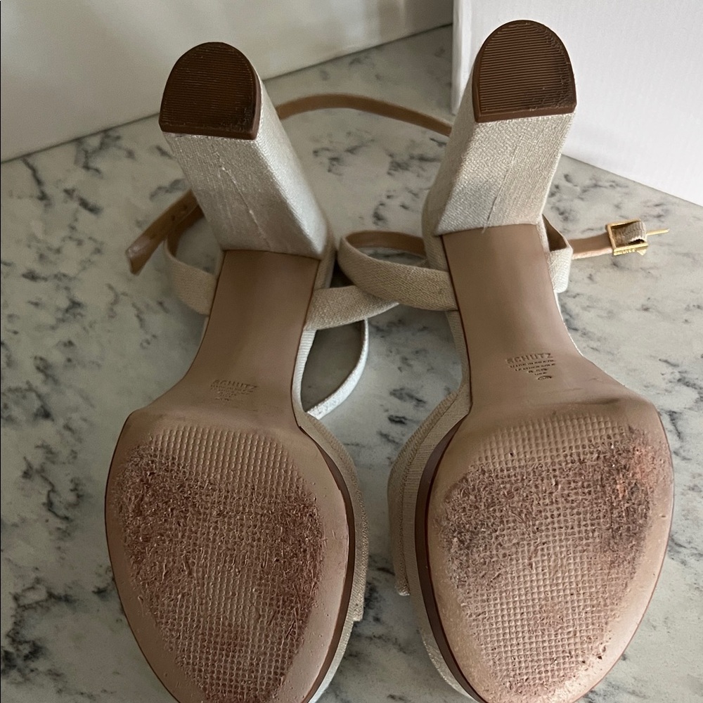 SCHUTZ Women's Beige and Brown Platform Heels - Picture 5 of 5